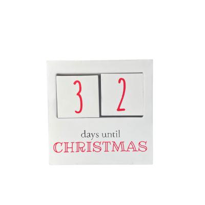 China Modern Customized Wooden Desk Calendar Blocks Christmas Advent Calendar for Farmhouse Home Decoration for sale