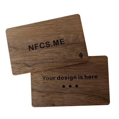 China 2022 Popular Waterproof / Waterproof NFC 213 216 Wooden RFID Black Walnut Printed Digital Business Card Opens Laser Engraving New Material for sale