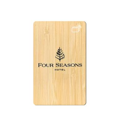 China Customized bamboo key card waterproof / wholesale smart wood chip rfid waterproof for hotel for sale