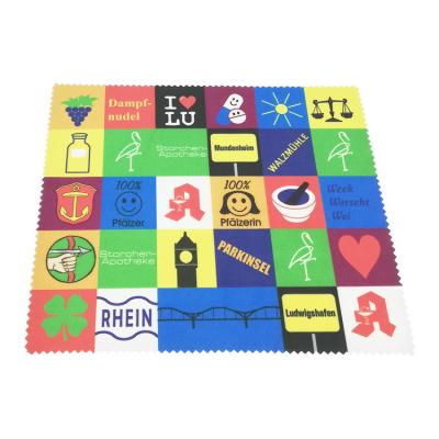 China Viable Microfiber Customized Big Sun White Polyester Micro Fiber Sublimation Cheap Glass Cleaning Cloth For Glasses With Logo for sale