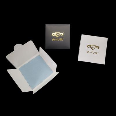 China Custom Embossed Soft Personalized Microfiber Suede Logo Viable Cleaning Polish Jewelry Cloth With Wrap for sale