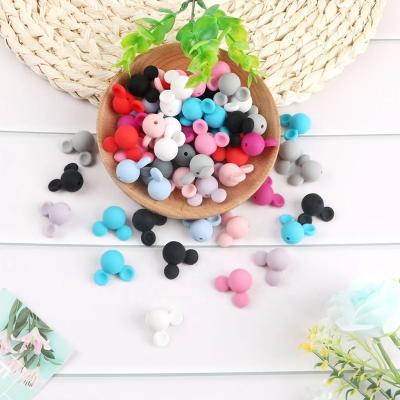 China Soft Toy Mouse Baby Teething Beads Food Grade Cartoon Shape Beads For Necklaces BPA Free Baby Teether for sale