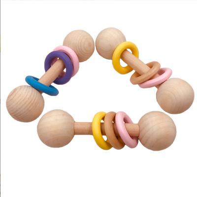 China Soft Toy Baby Toys Rattle Wood Rings Montessori Toys For Babies Gift Teething Wooden Rattles Baby Products for sale