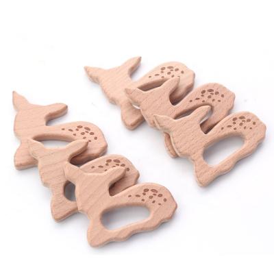 China Free Roe Bambi Baby Teether Rattle Diy Props Teething Toy Beech Wooden Teethers Sika Deer Soft Antlers for sale