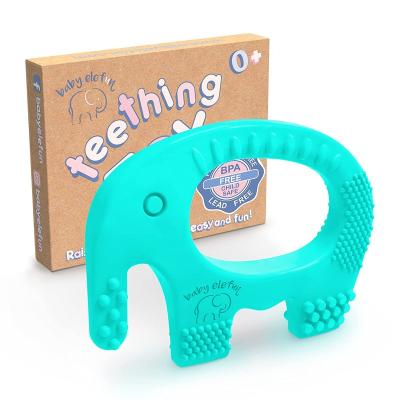 China Teether 2022 Soft Silicone Baby Teether Stick Animal Elephant Molar To Soothe Chewing Gum Teething Toy for sale