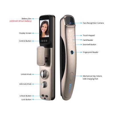 China Face Recognition 3d Smart Fingerprint App Tuya Card Lock Digital Lock Door Lock 150 pcs for sale