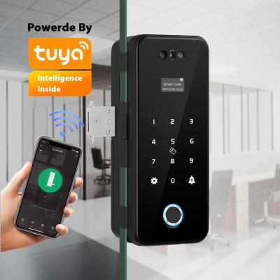 China Smart Digital Tuya APP Motion Detection Lock Face Recognition Electronic Door Lock For Glass Door for sale