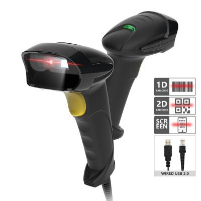 China ABS+PC+TPE Auto Mode Wired Barcode Scanner Handheld 1d 2d Barcode Scanner for sale