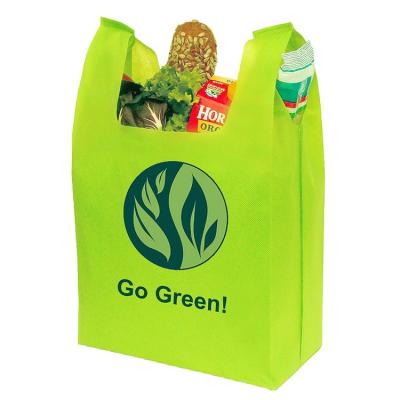 China 100% Eco-friendly Non Woven T Shirt Bag PP Nonwoven Shopping Bag Vest Bags for sale