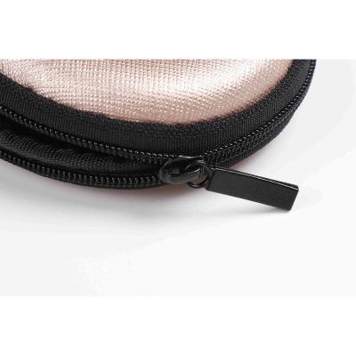 China Small Portable Round Mini Leather Carry Protective Zipper Shell Portable Eva Travel Earphone Hard Case for sale