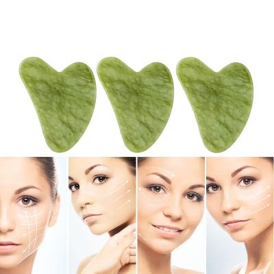 China Portable Skin Rejuvenation green jade face tool stone gua sha board for sale