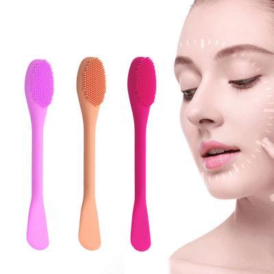 China Flat Brush Premium Quality Soft Face Mask Brush Silicone Face Mask Brush Double-head Modeling Mask Brush Christmas Gift 2023 for sale