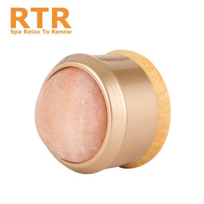 China Comfortable Bamboo Himalayan Salt Massage Ball Cold Massage Roller Ice Cold Ball Facial Massage Roller Ball for sale