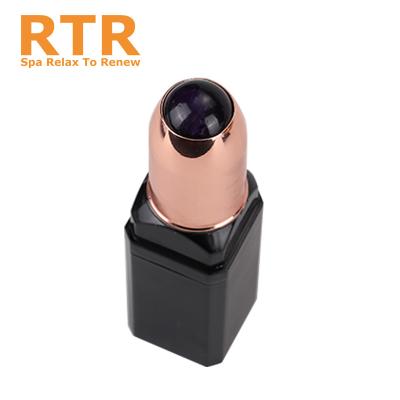 China Portable Private label lipstick shape cosmetics facial roller natural pink rose quartz face jade roller massage for sale