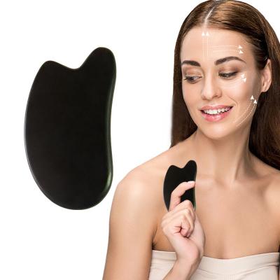 China Comfortable Natural Jade Stone Facial Gua Sha Board with Box Scraping Massage Guasha Tool Xiuyan Jade Gua Sha Stone for sale