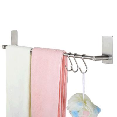 China Viable Wholesale Self Adhesive Stainless Steel Towel Rack Towel Rack Holder With Hook Bathroom Accessories for sale