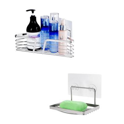 China Manufacturer-Supplier Stocked Bathroom Set Soap Rack And Metal Corner Shelf Shower Caddy for sale