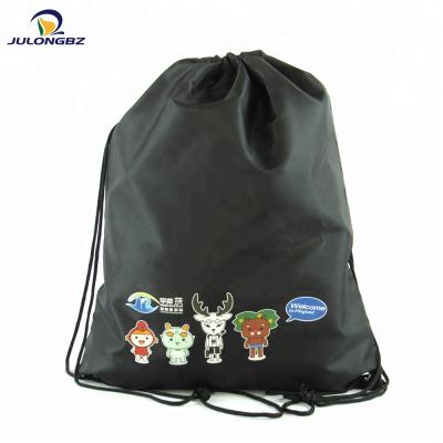 China Custom Rope Handle Logo Print 210D Polyester Sports Gym Backpack Drawstring Bag for sale