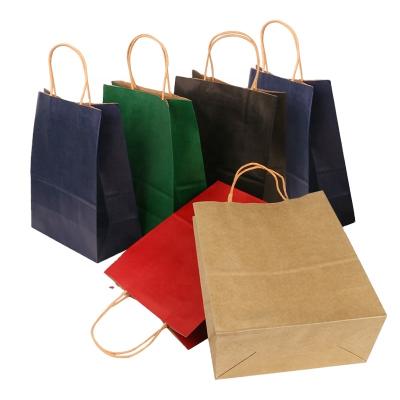 China Recyclable Promotional Colorful Kraft Paper Shopping Bag With Logo For Food for sale