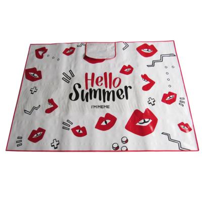 China Eco-friendly Waterproof Printed Outdoor Camping Plastic Folding PP Woven Beach Picnic Mat for sale