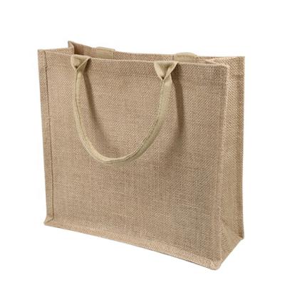 China Shopping Hessian Jute Handled Tote Bag Eco Reusable Custom Printed Burlap Accept Logo 50 pcs / webbing customized natural ctn cotton for sale