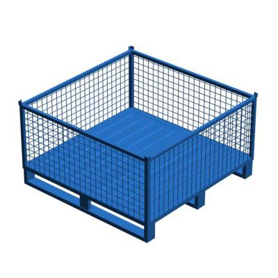 China Non-slip Classic Design Single Faced Round Mesh Pallet Single Faced Foldable Corner Pallet Steel Cage for sale