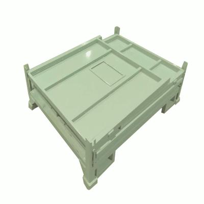 China Space Saving And Metal Listing New Steel Pallet Box 4-Way Easy To Use Stackable Foldable Space Saving Easy To Use for sale