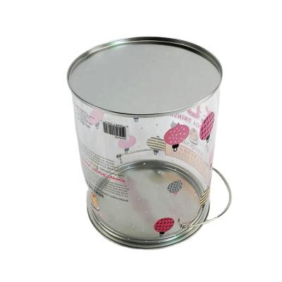 China Recyclable Clear PVC Pail With Bottom Tin Can Lid Candy Container Custom Empty PVC for sale