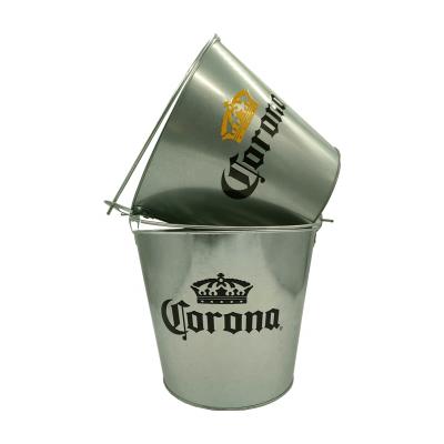 China Viable Vintage Ice Bucket For Beer Beverage Galvanized Iron Ice Bucket With Bottle Opener 5L Metal Ice Buckets for sale