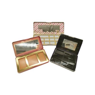 China Cosmetic Custom Cosmetic Tin Box With Mirror Custom Made Custom Eyeshadow Palette Tin Box for sale