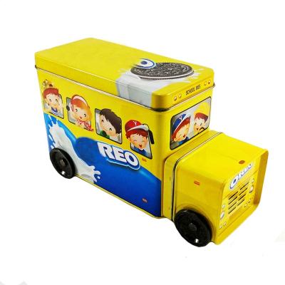 China Food Bus Irregular Shape Cake Tea Canister Coffee Tin Cans Containers Packaging Boxes Biscuit Cookie Crate Gift Metal Tin Box for sale