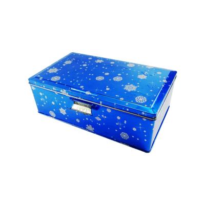 China Rectangular Food Tin Box with Hinged Lid and Buckle Metal Chocolate Confectionery Box Food Grade Tinplate Box for sale