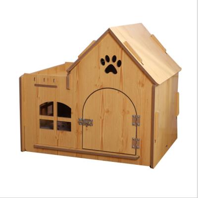 China Hot Pet Cat Bed Cave House Wood Indoor Height Wooden Pet House Hope Sale Villa Wood for sale