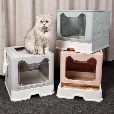 China Indoor Pet Stored Supplies With Drawer Tray Cat Toilet Splash Proof Cat's Litter Box for sale