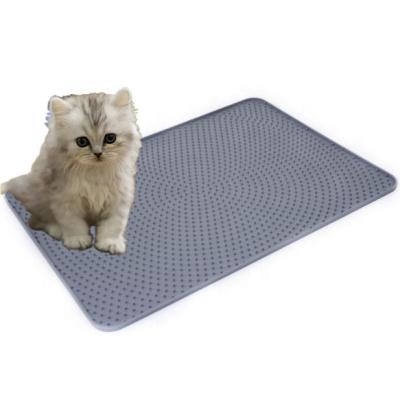 China Amazon New Cat Litter Mat Anti Falling Stocked Silicone Sand Mat Overflow Easy To Clean Pet Mats Pet Products for sale