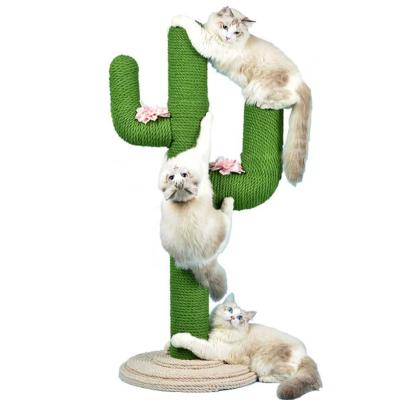 China Luxury Modern Green Cat Tree Scratcher Cactus Cat Activity Cat Tree Plant Pet Toys Climber for sale