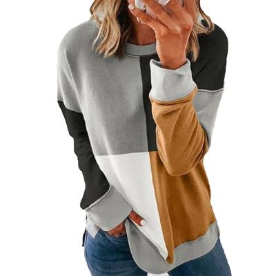 China Yuehui 2021 New Long Sleeve Anti-wrinkle color matching custom crewneck sweatshirt casual hoodie sweatshirts for women for sale