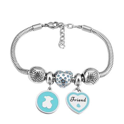 China TRENDY Hot Selling Gummy Bear Stainless Steel Charm Bangle Friends Forever Bracelet for sale