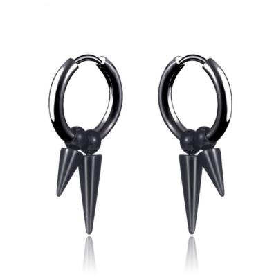 China 2021 Trendy Black Tassel Stainless Steel Mens Earrings Fashionable Earings for sale