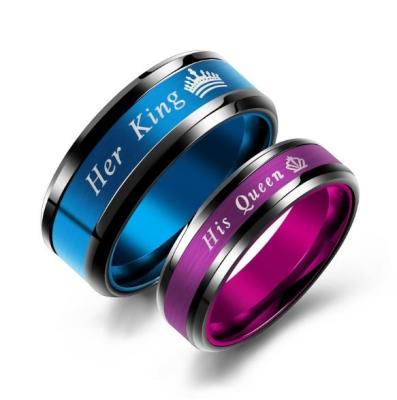 China 3161 Stainless Steel Romantic King Queen Couples Rings Love Forever for sale