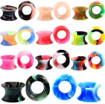 China Daily Wear Mixed Color 11 Pair Set Piercing Jewelry Reusable Silicone Ear Plugs Flesh Tunnel Silicon for sale