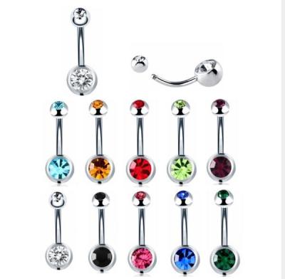 China Daily Wear Belly Ring Rhinestone Navel Belly Button Ring Surgical Steel Body Jewelry for sale