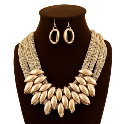 China Daily Wear Statement Gold Brazilian Jewelry Sets Necklace Earring For Woman for sale