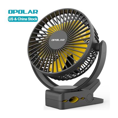 China OPOLAR 2021 New 5000mAh 3 Speed ​​Outdoor 360 Degree Adjustable USB Outdoor Portable Rechargeable Cooling Clip On Mini Table Desktop Fan for sale