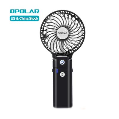 China OPOLAR 2021 Hot Selling 5200mAh Hotel 3 Ships Outdoor Camping Portable Rechargeable Handheld Mini Fan 180 Degree Folding Design for sale