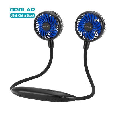 China OPOLAR New Arrival 2600mAh Outdoor Battery Powered 6 Speeds 360 Degree Hands Free Portable Usb Neck Adjustable Travel Outdoor Fan for sale