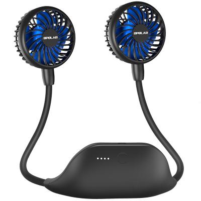 China New Design 10000mAh Car OPOLAR Rechargeable Neck Fans Hands Hanging Mini Fan Electric Portable Neck Fan for sale