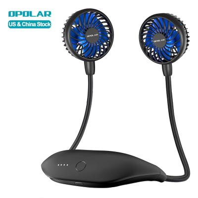 China OPOLAR USB Rechargeable Fan Mini Hanging Neck Fan Electric Cooling Air Cooler Fans 5000mAh Battery Portable Portable Outdoor for sale