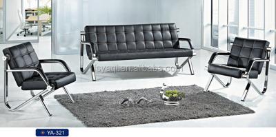 China Popular Modern 5 Seaters Sectional Leisure Sofa Black Leather Office Sofa YA-321 for sale