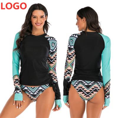 China Breathable Women's Color Printing Long Sleeve Swimwear, Women's Beach Swimsuit for sale